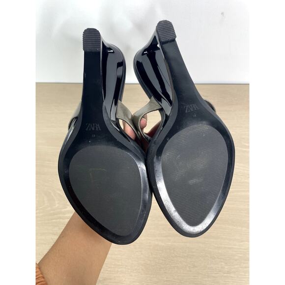 ZARA Geometric Leather Wedge Thong Sandals EU 38 - Picture 6 of 7